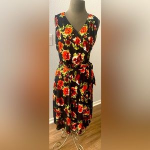 Hawthorne size xl black red rose wrap dress